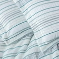 thumbnail image 3 of Chezmoi Collection 6-Piece Boho Clip Jacquard Comforter Set King Size, Teal Blue White Striped Soft Textured Lightweight Bedding for All Season (1 Comforter, 2 Shams, 2 Pillowcases, 1 Cushion), 3 of 9