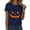 Navy, variant on Women's Pumpkin Face T-Shirt Funny Halloween Lantern Shirt for Women Cute Graphic Tees