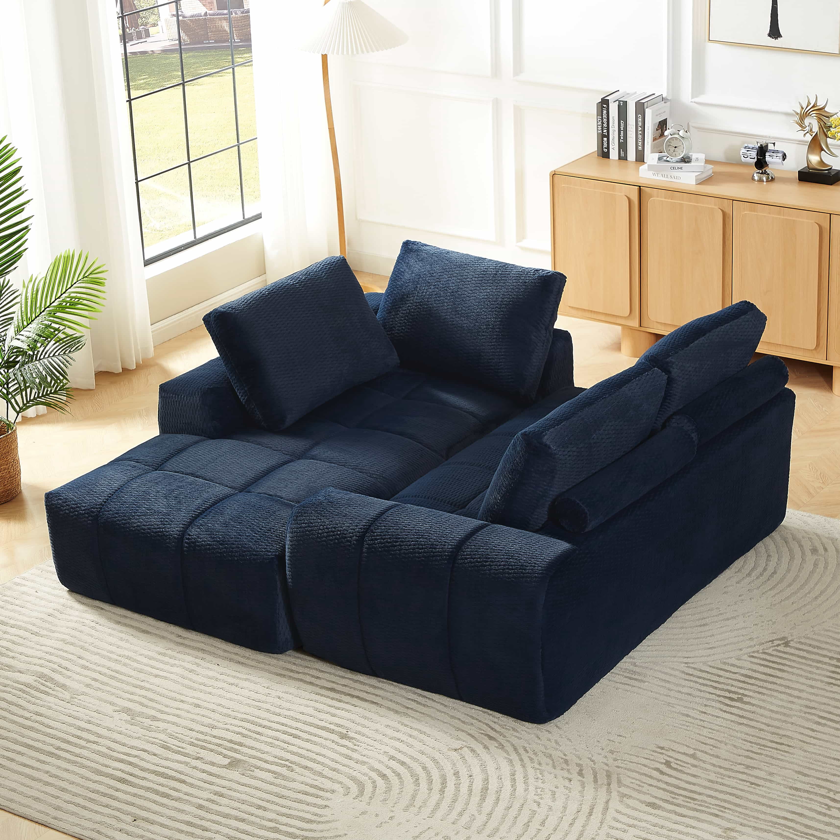 MAYEERTY Faux Fur L-Shape Oversized Sectional Sofa, Minimalist & Comfy Sleeper Couch for Living Room, 102×65" Gray