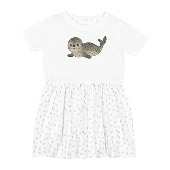 Inktastic Adorable Seal Illustration Cute Animal Art Girls Toddler Dress