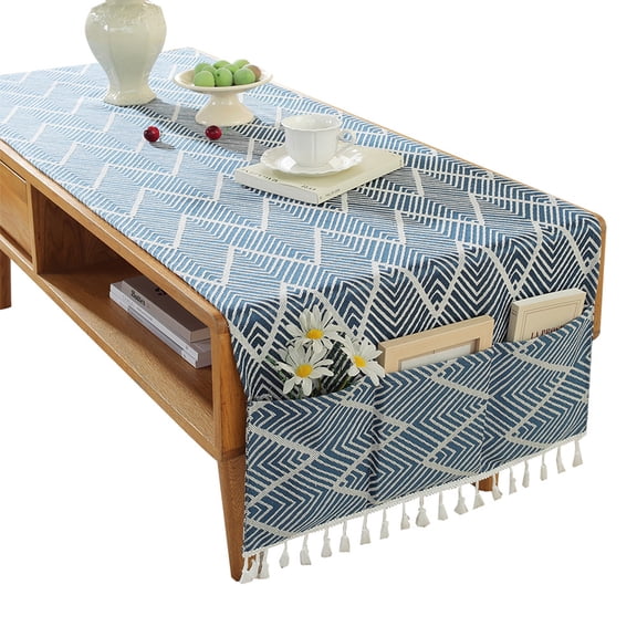Cateissary Mantel con borlas y bolsillos para de té, secadora, rectangular de poliéster y duradero para sala de estar o patio. Decoración del hogar 50*140 cm