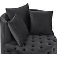 thumbnail image 5 of Swivel Barrel Chair, Velvet Accent Barrel Chair with 3 Pillows and 4 Wheels 360 Degree Sofa Chair Modern Button Tufted Upholstered Accent Chair for Living Room, Bedroom, Black, 5 of 14