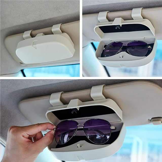 stanreset Car Sun for Visor Glasses Holder Universal Car Eyeglasses Case Storage Box Organizer With Card Holder for Visor Sunshade Pockets Auto Accessories - Grey No.3