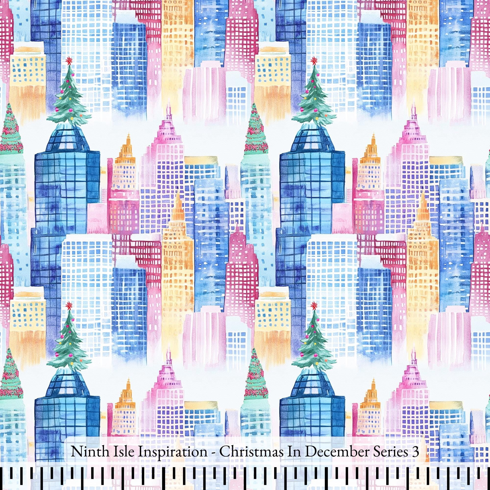 Ninth Isle Inspiration - Christmas In December Series - 100% Cotton Fabric By The Yard (Series1, 1Roll(60Yards))