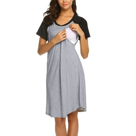 

Follure Women Maternity Dress Nursing Baby Nightgown Breastfeeding Nightshirt Sleepwear