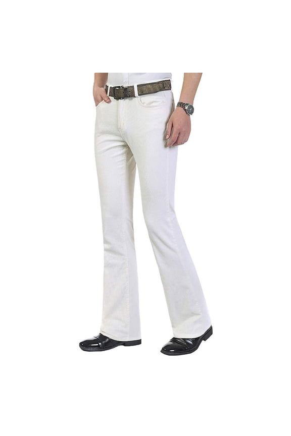 Men Corduroy Flared Pants Trousers Slim Fit 60s 70s Vintage Bell Bottom