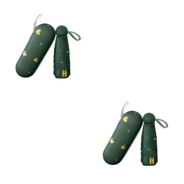 Moyic Paraguas unisex conveniente protección solar eficiente con elegante cápsula de amor forma de cápsula de amor amor verde negruzco 6 Amor verde negruzco seis 2Conjunto