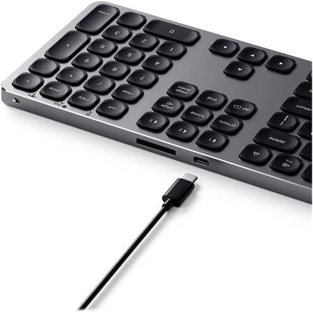 Satechi - ST-AMBKM Full-size Wireless Bluetooth Scissor Keyboard with Numeric Keypad - Compatible with Newer Mac Devices - Space Gray