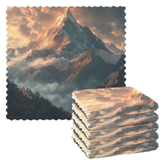 6 Pieces of Kitchen Towels 11x11Inch Kitchen Dish Cloths Kitchen Dish Towels Reuseable Cleaning Cloths A Big Mountain