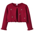 thumbnail image 2 of Mercatoo Toddler Baby Girls 𝗕olero 𝗦hrugs Cardigan Buttton Knit Cherry Embroidery 𝗥uffle Sweater Round Neck Fall Coat, 2 of 4