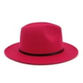 thumbnail image 5 of Unisex Wool Fedora Hat Wide Brim Belt Band Vintage Party Church Fashion Hat, 5 of 7