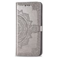 thumbnail image 3 of Galaxy Note 20 Ultra Case, Alltyech PU Leather Mandala Embossed Folding Stand Anti-scratch Folio Flip Credit Cards Slots Wallet Case Cover For Samsung Galaxy Note 20 Ultra, Gray, 3 of 10