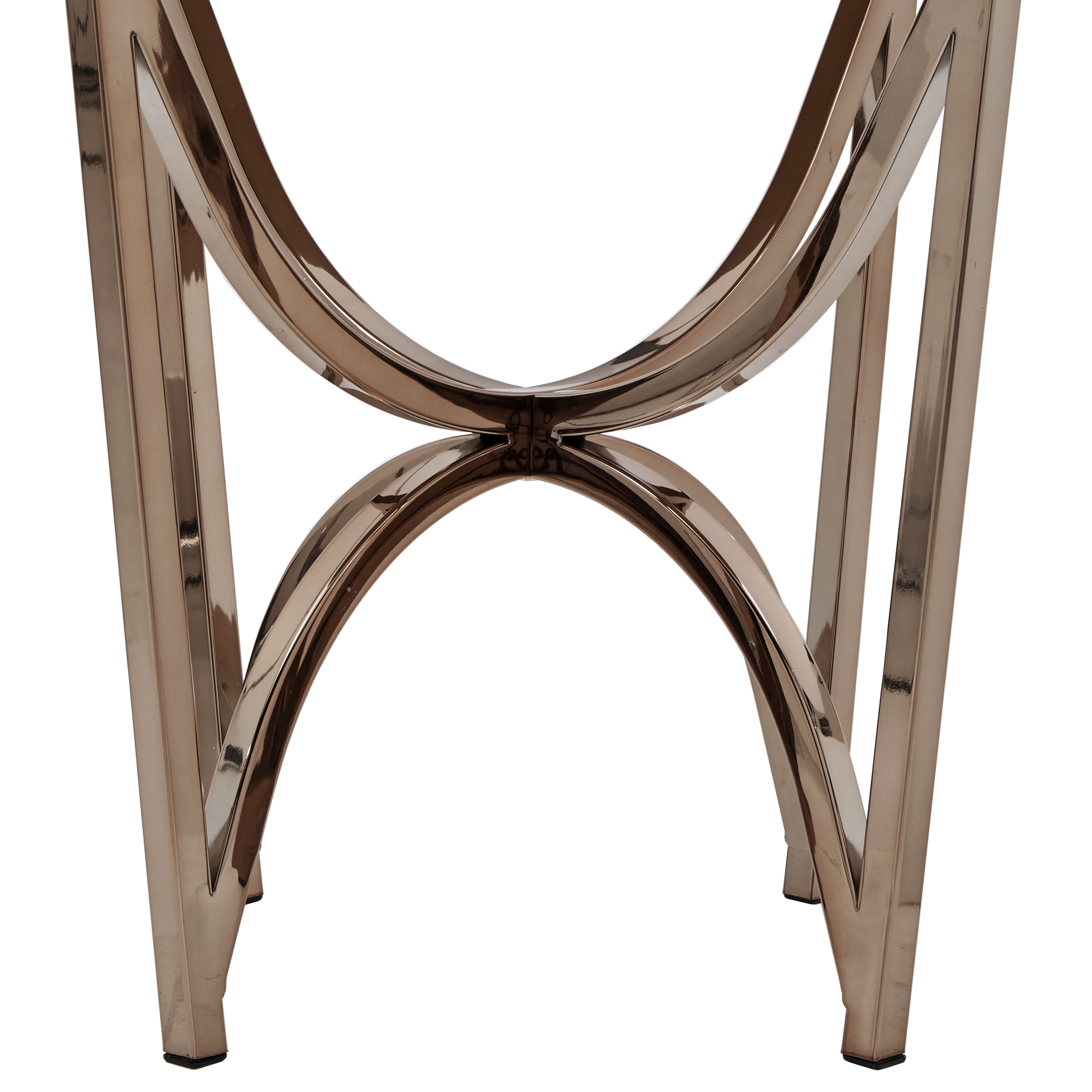 Weston Home Natasha Champagne Gold Glam Round End Table With White Faux Marble Top