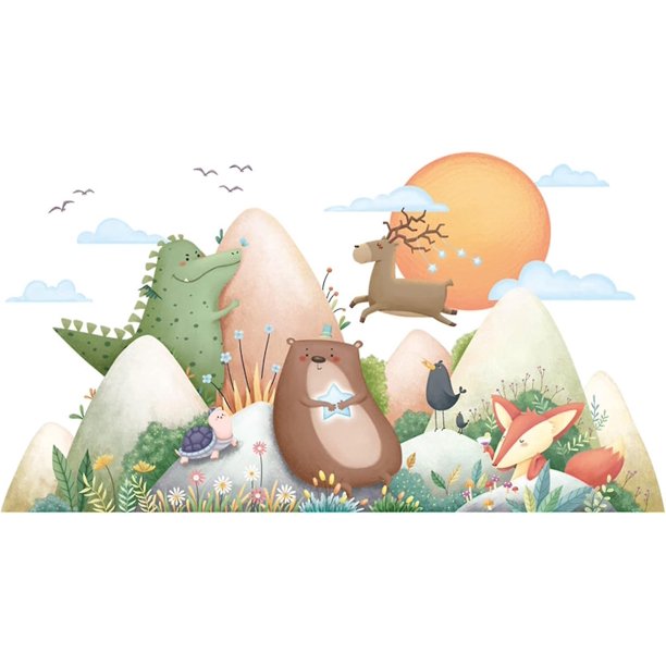 Calcomanías de pared de animales súper lindos Calcomanías de pared de alce, dinosaurio, zorro, oso para dormitorio, sala de estar, habitación de niños, guardería, gabinete de arte, decoració