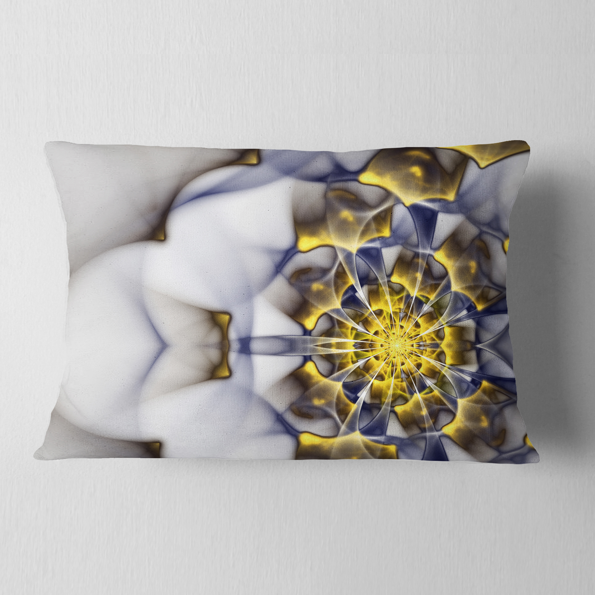 Designart 12" x 20" Blue Polyester Throw Pillow