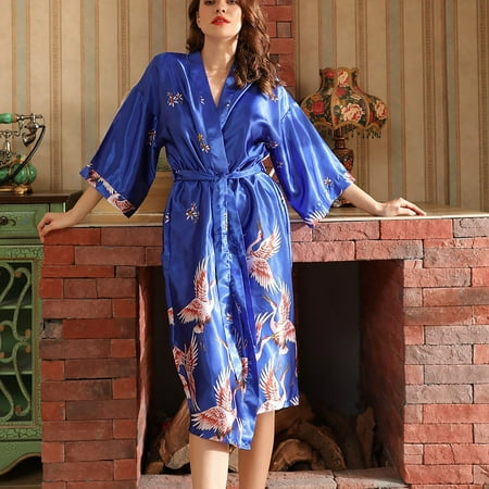 

JNGSA Womens Pajama Sets Loungewear For Women Women s Ice Silk Nightgown Medium Sleeve Large Bathrobe Simulated Silk Bride S Nightgown Clearance