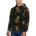 thumbnail image 3 of Naloa Gold Glitter Pineapples Men's Casual Hooded Collar Drawstring Hoodies Pullover Sweatshirts Casual Long Sleeve Shirts-3X-Large, 3 of 7