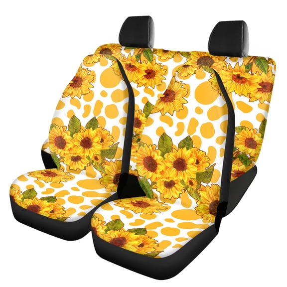 Pzuqiu Car Seat Covers Full Set Lightweight Polyester, Compatible with Auto Seats SUV Seats, for Most Sedans Truck, Sunflower Pattern