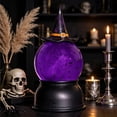 thumbnail image 4 of LED Witch Hat Water Globe Halloween Decor, Battery Operated Liquid Motion Glitter Tabletop Ornament with Purple Light, Spooky Glass Snow Globe for Home Party Mantel, Unique Holiday Seasonal Gift, 4 of 9