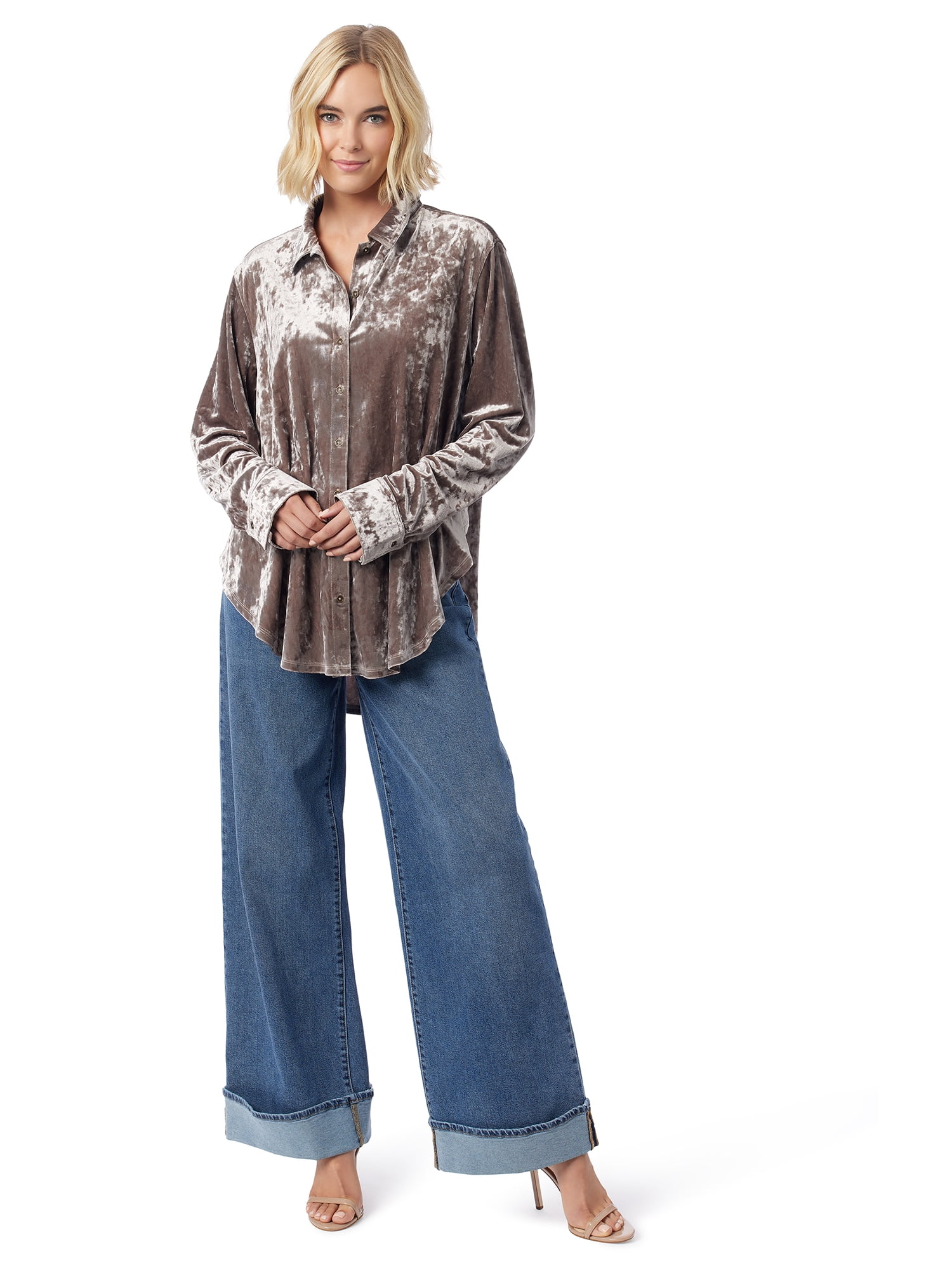 Jessica Simpson Women's and Women's Plus Romy Velvet Shacket, Sizes XS-4X