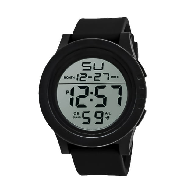 Luminoso LED Deportes al aire libre Reloj digital Reloj despertador impermeable Relojes de pulsera (Negro)
