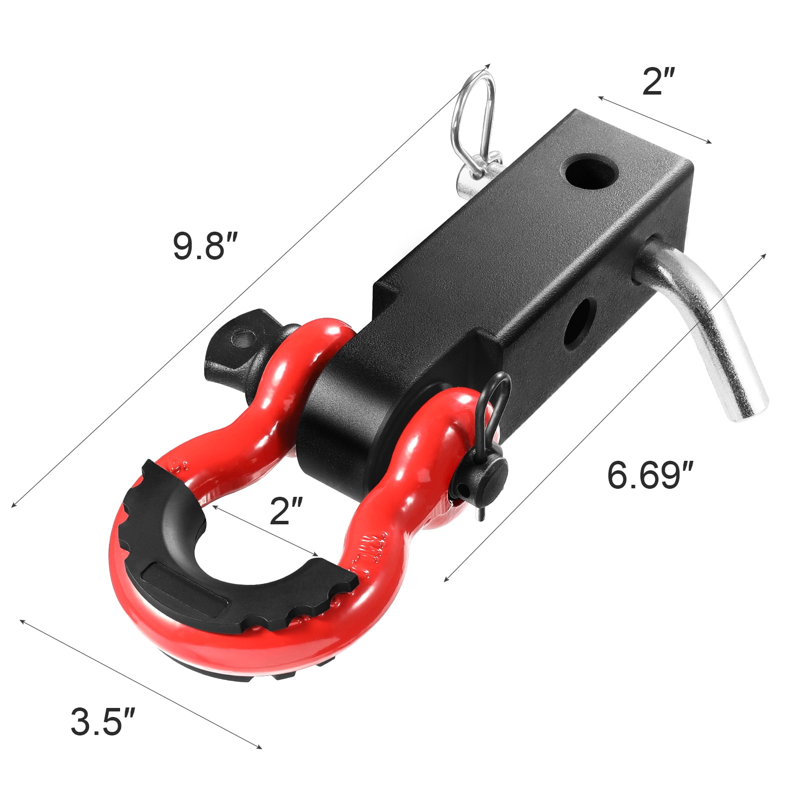 KFFKFF Hitch Receiver of 2", Capable of Withstanding 66000 lbs, Comes with D Ring Shackle and Trailer Hitch Lock Pin, Robust Towing Equipment for Trucks, Jeeps, and Off-Road Vehicle Rescue