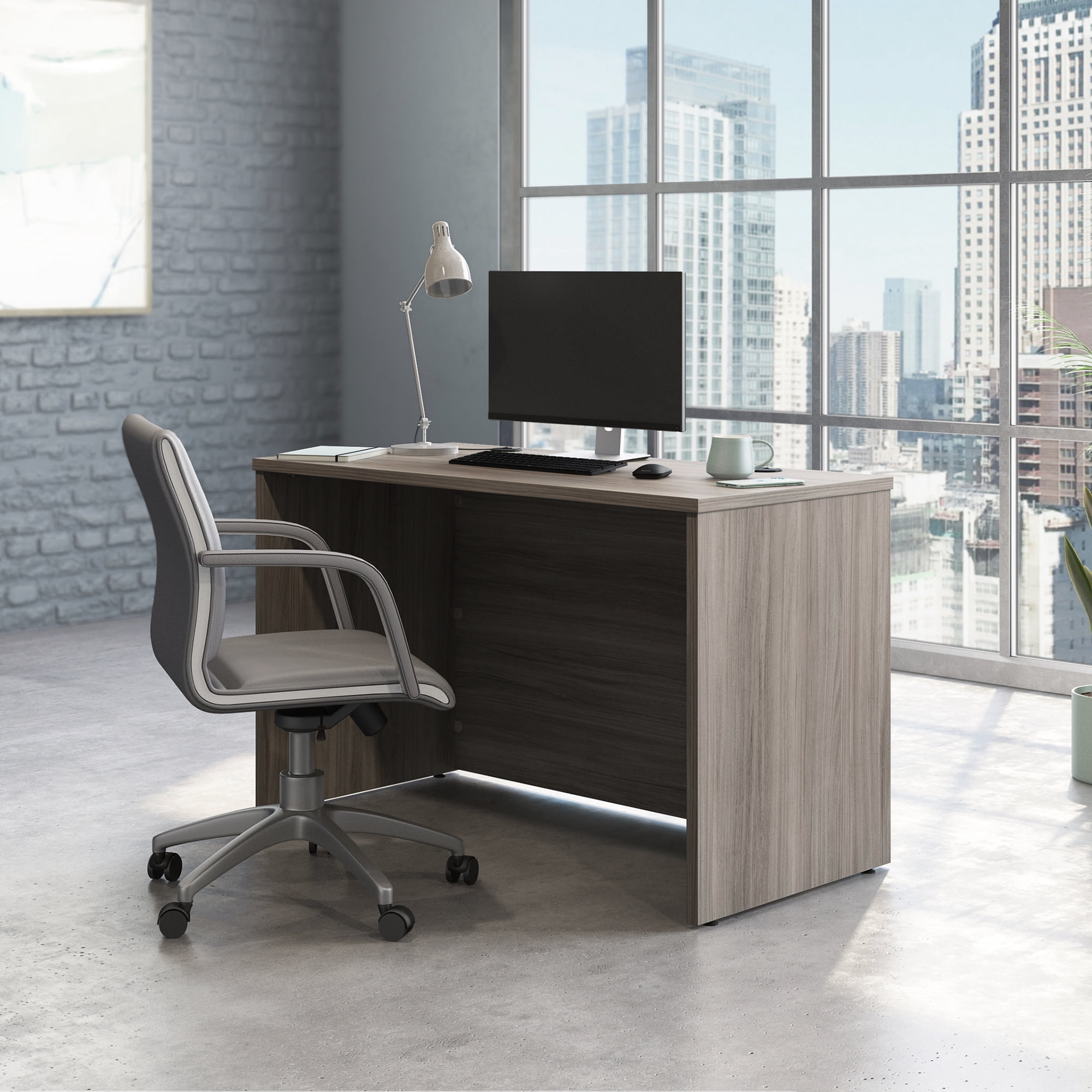 Sauder Affirm Engineered Wood 48 x 24 Computer Desk in Hudson Elm/Brown