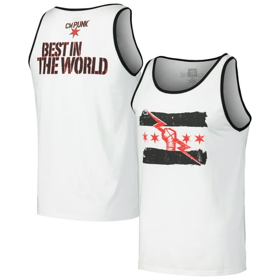 Men's White CM Punk Best In The World Retro Tank Top