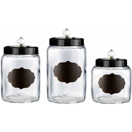 Glass Canisters With Black Lids Set Of 3 Com - 3 Glass Canister Jars With Lids Glass Canisters With Black Lids Set Of 3 Com - 3 Glass Canister Jars With Lids