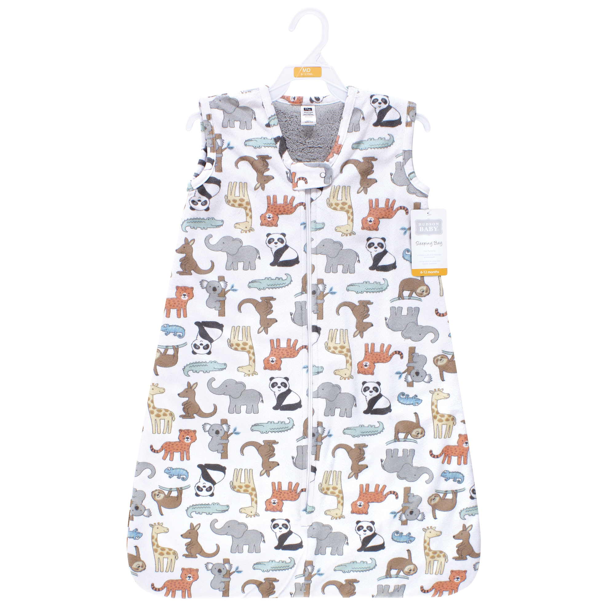 Hudson Baby Boys Plush Faux Fur Sleeping Bag, Wearable Blanket, Zoo Animals, 18-24 Months