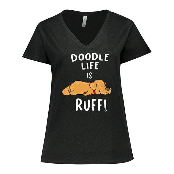 Inktastic Doodle Life is Ruff Golden Doodle Women's Plus Size V-Neck T-Shirt