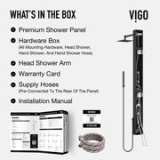 VIGO Bowery 58 in. H x 5 in. W 4-Jet Shower Panel System with Square Rainhead, Tub Filler and Hand Shower Wand in Matte Black