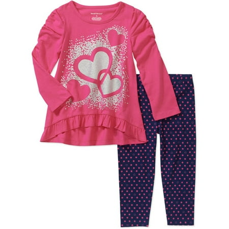 Healthtex Baby Girls' Ruffle Graphic Tunic and Printed Legging Set