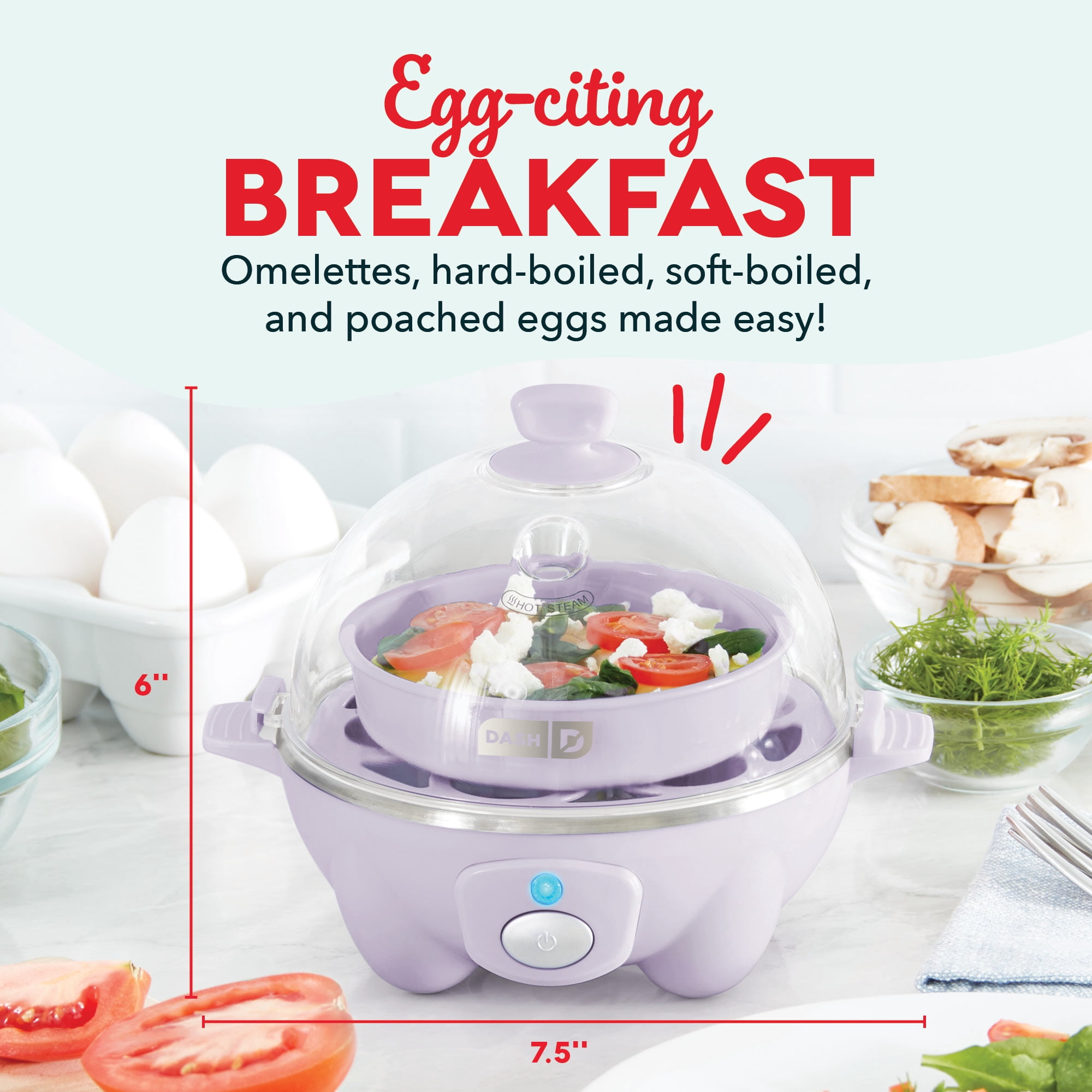 Dash 3-in-1 Premium Rapid Egg Cooker, 7 Egg Capacity, with