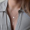 thumbnail image 1 of Collar multicapa colgante de 3 niveles cadena larga accesorios para mujer (plata), 1 of 4