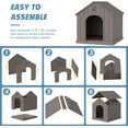 thumbnail image 4 of Dog House Outdoor Indoor for Medium Large Dogs, Durable Plastic Waterproof Doghouse with Air Vents and Elevated Floor, Easy Clean and Assemble (Grey, 26.18''L × 24.02''W × 25.98''H), 4 of 16