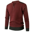 thumbnail image 1 of RXIRUCGD Haut Tricoté Demi-Fermeture à Glissière pour Hommes, Chemise à Manches Longues Col Montant, Rouge, Taille : 2TG, 1 of 2