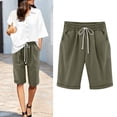 thumbnail image 3 of Lmueinov Women's Casual Sweat Shorts, High Waisted Drawstring Bermuda Shorts with Pockets, Lightweight Athletic Summer Lounge, 3 of 6