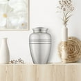 thumbnail image 6 of Reminded Adult Cremation Memorial Urn for Human Ashes, Pewter Etched Cross Brass Funeral Urn with Velvet Bag, 6 of 6