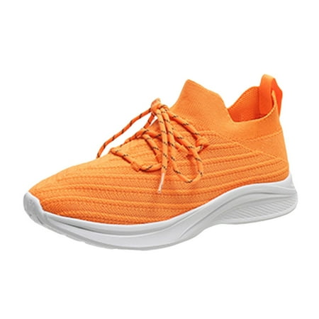 

Larisalt Sneakers For Women Womens Walking Shoes Slip on Sock Sneakers Lady Girls Nurse Mesh Air Cushion Platform Loafers Fashion Casual Orange