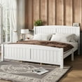 thumbnail image 3 of Bellemave King Size Bed Frame, Wood Platform Bed with Headboard and Footboard, Farmhouse Style King Bed Frame with Support Slats and Strong Structure, No Box Spring Needed-White, 3 of 8