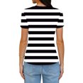 thumbnail image 5 of Xuyuer Print Fitted Pencil Top - Women's Casual Unstructured Round Neck Short Sleeve Shirt Matching Set for Office Chic Ensembles, Dinner Date Nights & Modern Separates Wardrobe Styling, 5 of 5
