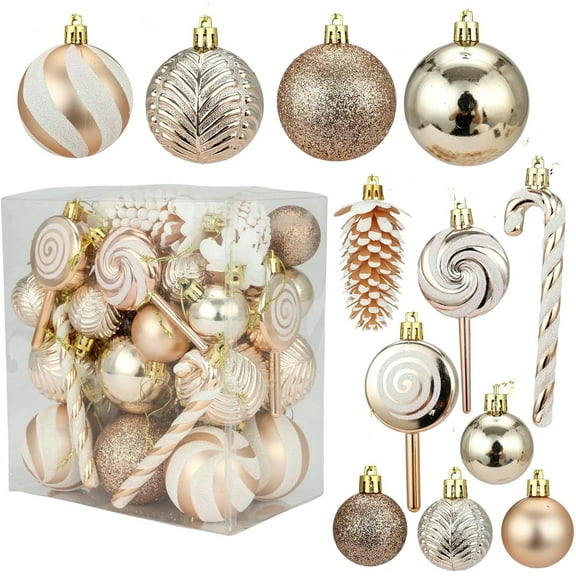 Christmas Tree Decorations, 40 PCS Candy Cane Christmas Ball Ornaments Set - Shatterproof Hanging Balls & Decor for Xmas Tree, Holiday, and Home Party Decorations