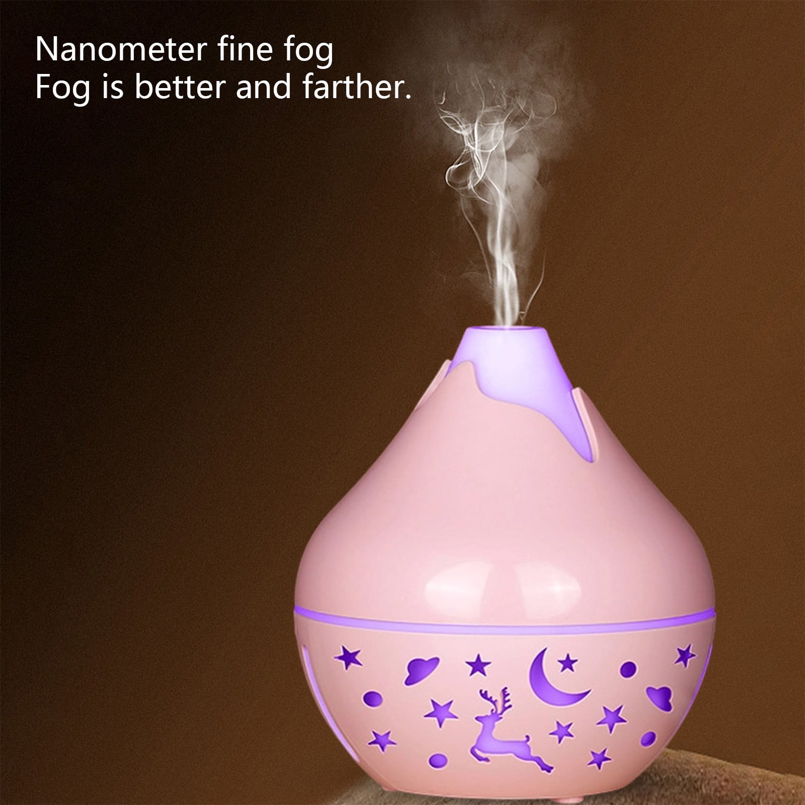 HengDidi Mini Wood Grain Humidifier with Color-Changing Night Light - USB Powered Aroma Diffuser for Oils - Silent Operation for Bedroom or Office - Portable Mist Device