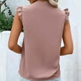 thumbnail image 6 of XFLWAM Womens Contrast Lace V Neck Tank Tops Ruffle Sleeve Summer Blouse Casual Sleeveless Loose Fit Vest Shirts, 6 of 9