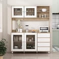 thumbnail image 6 of KULAGAGA  White & Oak Kitchen Pantry with Hutch, 4-Drawer Baker's Rack Buffet, and Microwave Stand, 6 of 8