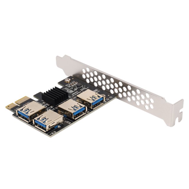 2X New 4 Ports PCIe Riser Adapter Board PCI-E 1x to 4 USB 3.0 PCI-E Rabbet GPU Riser Extender Ethereum ETH