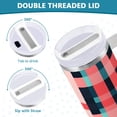 thumbnail image 3 of Yayeee 40oz Stainless Steel Tumbler with Straw and Handle Double-Wall Insulated Travel Water Bottle, Red Teal Stripes, 3 of 8