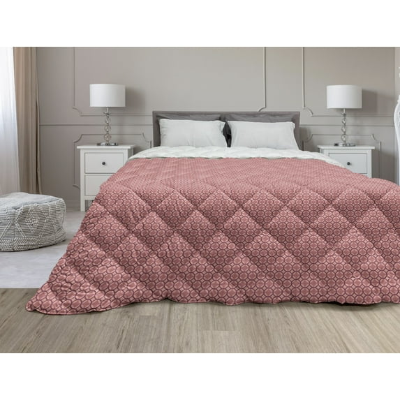 Abstract Down Alternative Comforter, Connected Rectangular Vertical Formations, Microfiber Quilt for All Season, 5 Sizes, Dark Salmon Pale Yellow, by Ambesonne