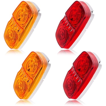 Dual Color Red Amber 2 LED Fender Marker Light Black Plastic Enclosed Trailer